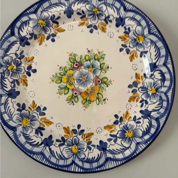 Hand painted Seville Floral Decorative Plate with Blue and Yellow Design… - Picture 1 of 5